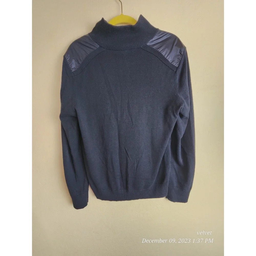 Harley Davidson Mens Black Quarter Zip Sweater Nylon Shoulder Overlays Size M